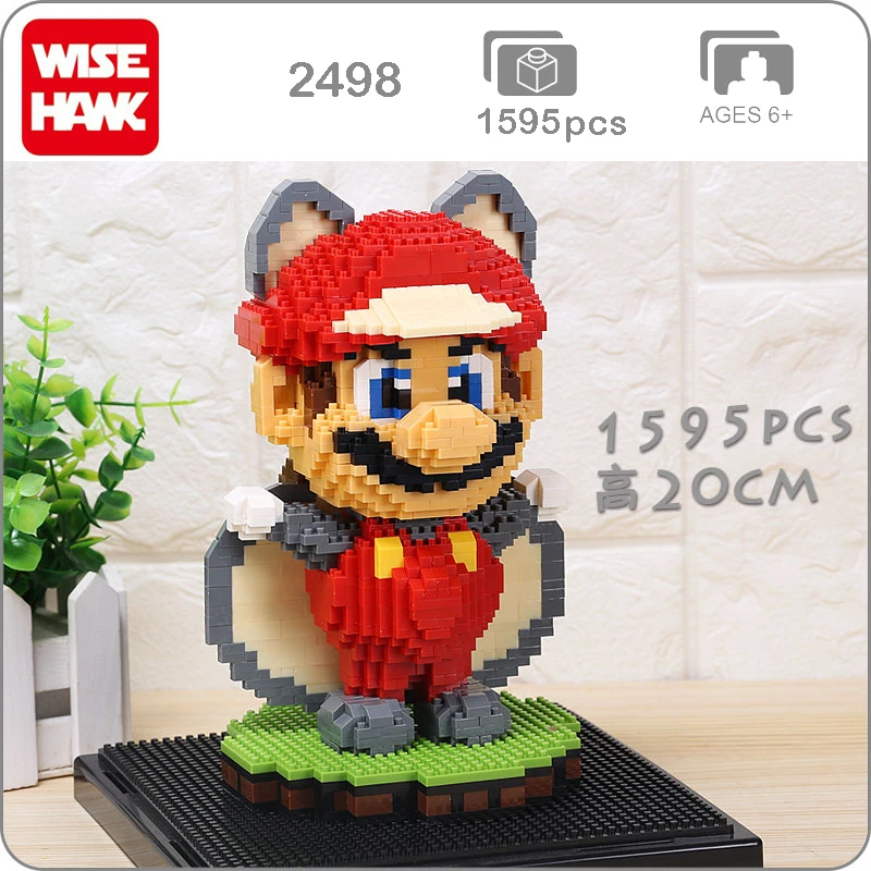 

Weagle 2498 Game Super Mario Flying Squirrel Mario Raccoon 3D Model 1595pcs Mini Diamond Building Small Blocks Bricks Toy no Box