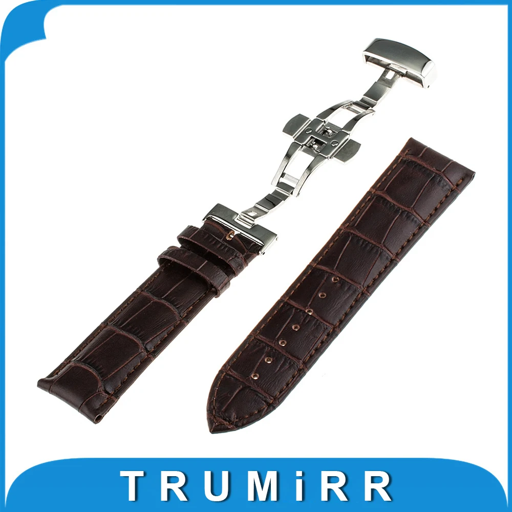 20mm Genuine Leather Watch Band Butterfly Buckle for Samsung Gear S2