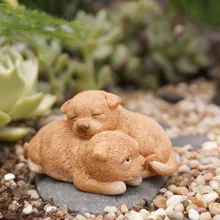 Сказочный Сад, миниатюра двух спящих щенков. Милые мини Садовые принадлежности Террариум DIY аксессуары украшения для приборной панели автомобиля