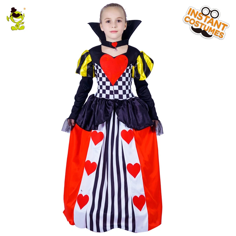 Girl Queen Of Heart Princess Costume Child Carnival Fancy Dress Kids Halloween Cosplay Girl Princess Clothes Queen Of Hearts Kids Halloweenhalloween Cosplay Aliexpress