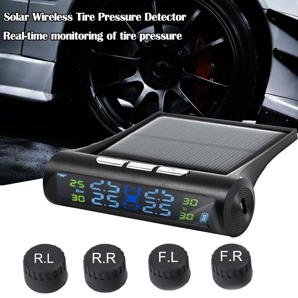 

CARPRIE Solar TPMS Wireless Car Tire Pressure LCD Monitoring System + 4 External Sensors Tire Pressure Monitor Systems mar7