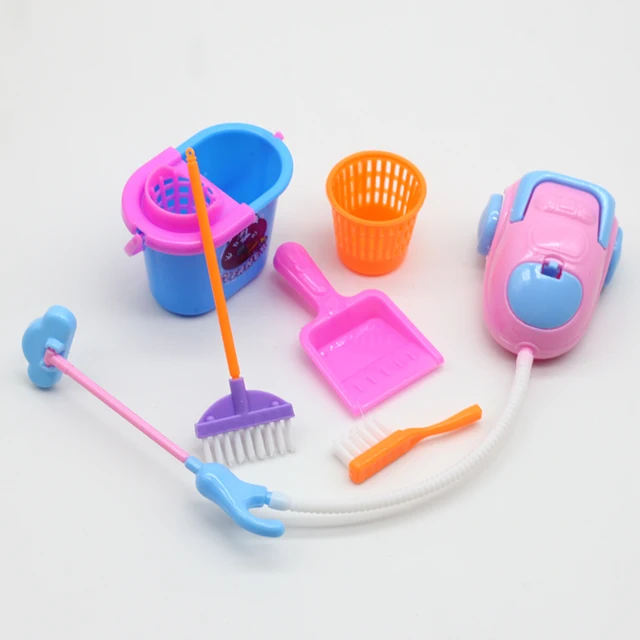 1SET 9pcs Mini Doll Accessories Household Cleaning Tools for Barbies Doll Accessories For Barbies Dollhouse Kids Educational Toy 4