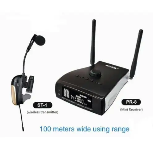 ACEMIC PR-8/ST-1 Wireless Saxophone Microphone True diversity 80M Trumpet Saxo Mic Wireless Saxophone System