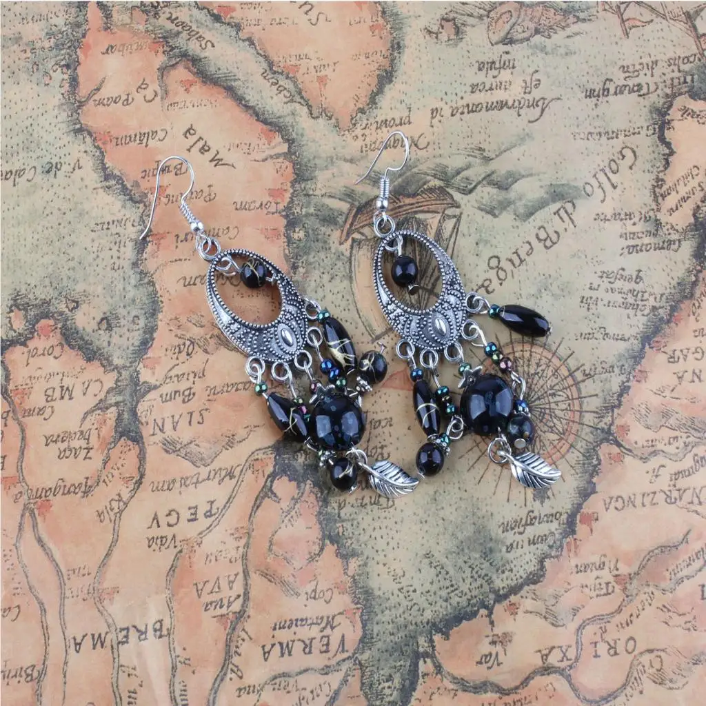 Fashion Bohemian Tassel Beads Fish Hook Drop Chandelier Tribe Earring Women Girls Ethnic Jewelry