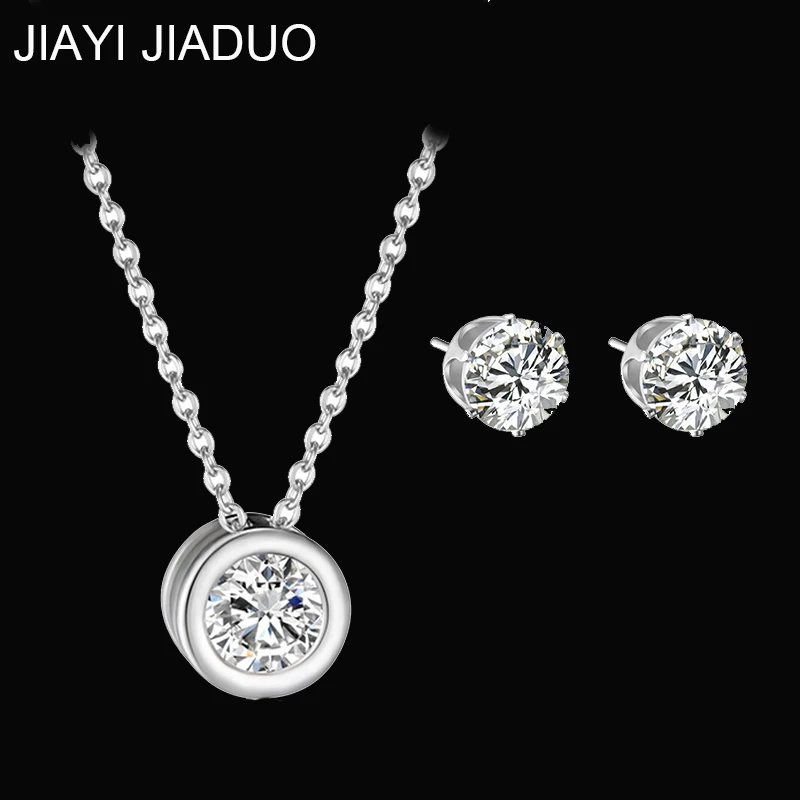 

jiayijiaduo Women's Jewelry Set Handmade Round Stud Earrings and Chain Pendant Necklace Wedding Accessories Gifts NE+EA