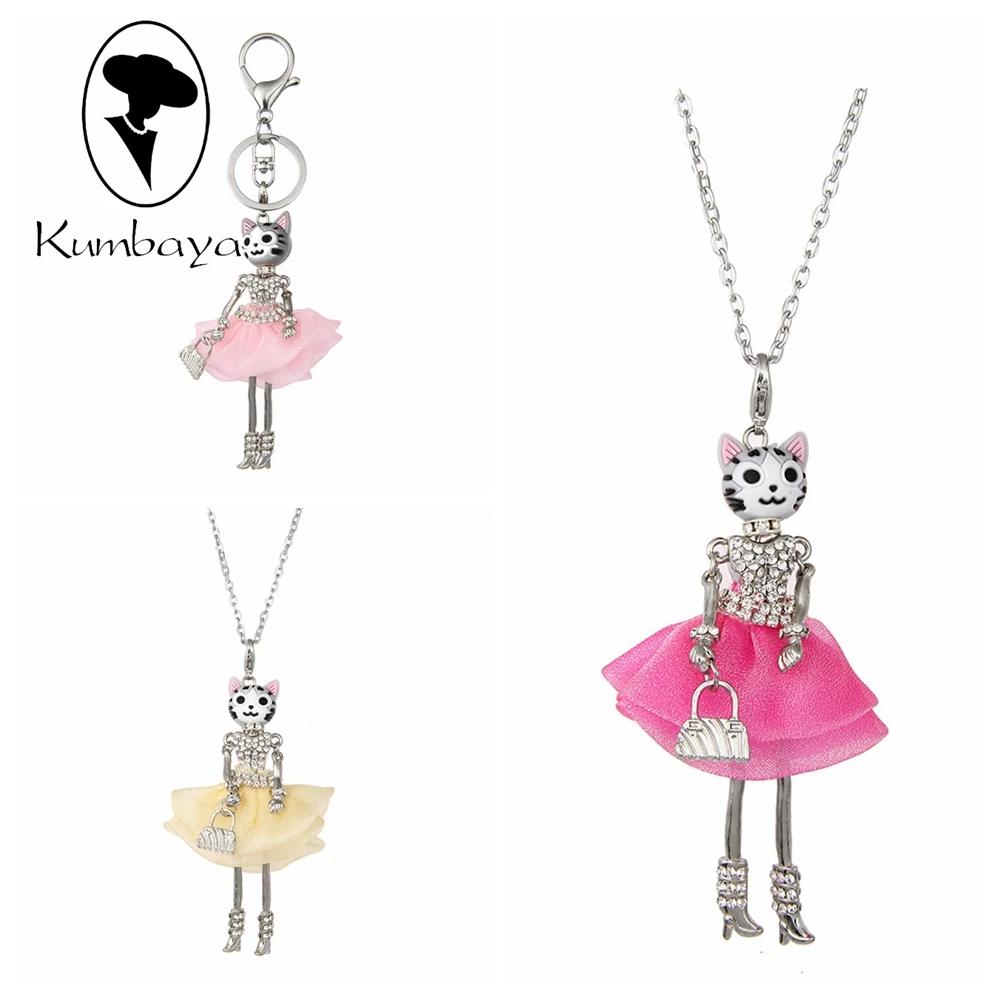 

New Doll Necklace Pendants Cat Face New Fashion Doll Key Chains Charms Jewelry Women Styles Accessories Gifts Statements NS508-2