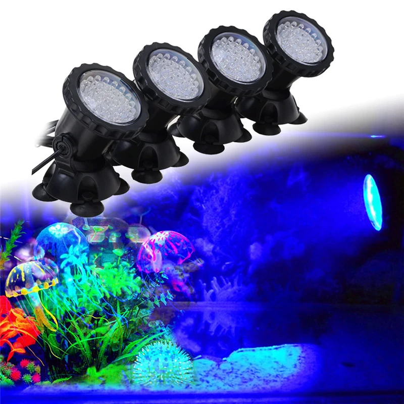 1 комплект с 4 лампами аквариума точечный свет дистанционное управление Водонепроницаемый погружной Точечный светильник для аквариума сад Пруд бассейн бак