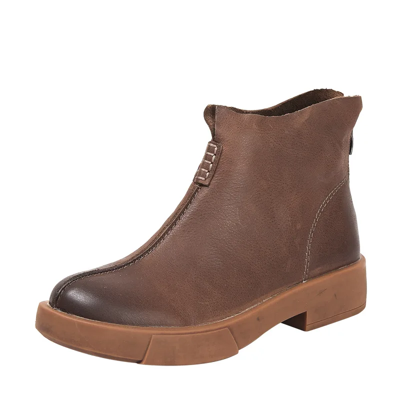 

2018 autumn shoes woman winter new thick with heel zipper British wind female shoes soft bottom Martin boots