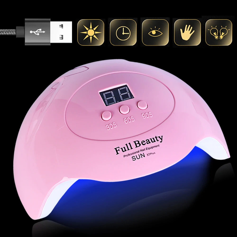 

UV LED Lamp Nail Dryer 45W USB Lamp For Manicure LCD Display Curing All Gels Nail Polish Nail Art Tools Auto Sensor SASUNX7Plus