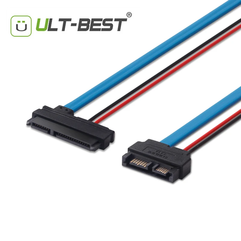 ULT BEST SATA кабель Serial ATA 22Pin 7 + 15 женский Slimline 13Pin 6 Мужской 5В тонкий разъем 30 см|slimline