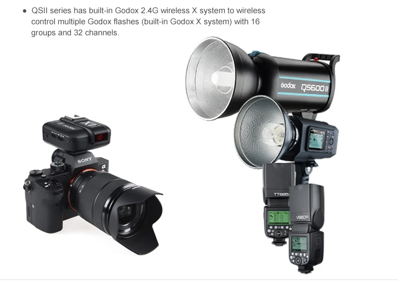 Godox QS400II 400Ws стробоскопический светильник для моделирования вспышки, 5600K Цветовая температура вспышки