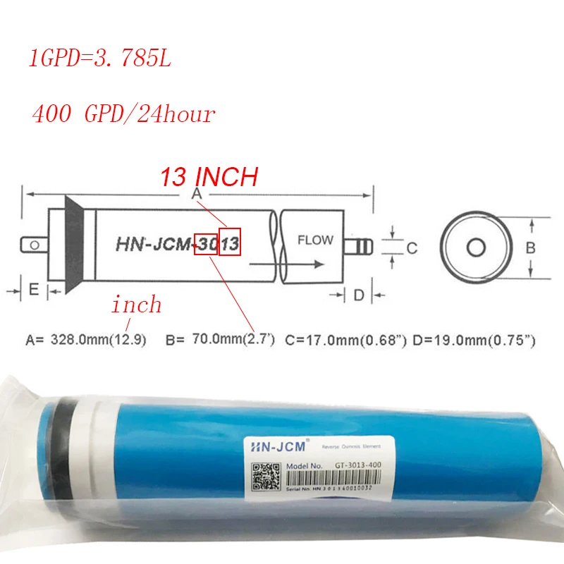 HN-JCM GT-3013-400 фильтр для воды BW30-3013-400 жилой 400 осмотическая мембрана gpd для обратного осмоса Системы очиститель воды