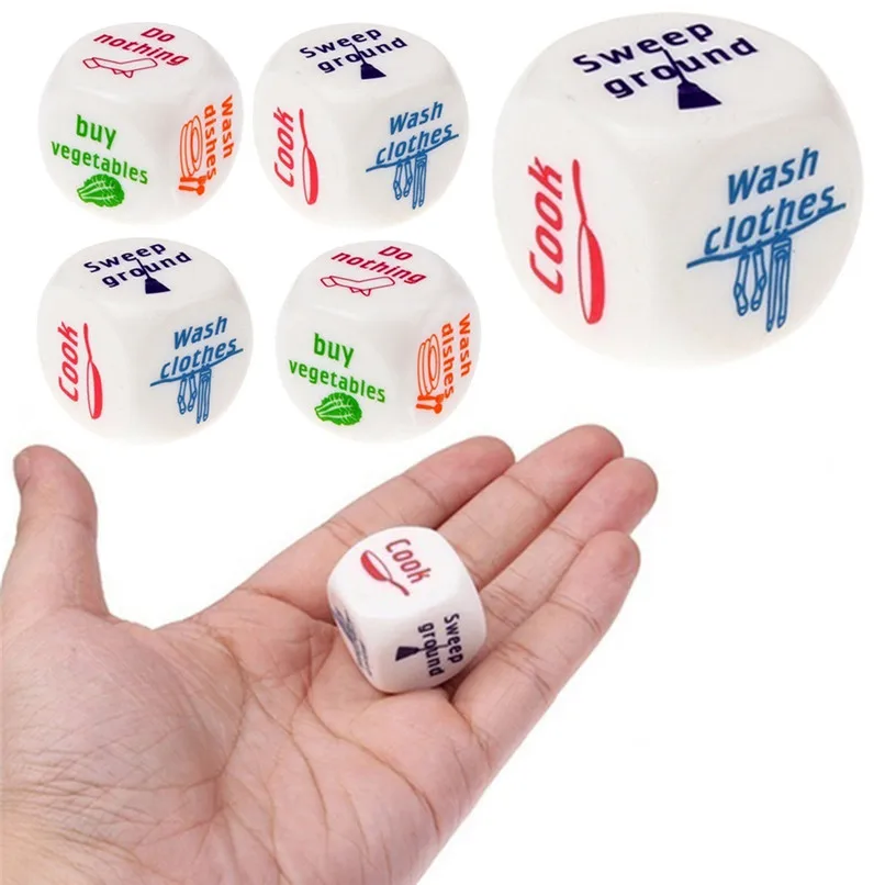 

5Pcs Housework Dice Funny Home Dice Couples Families Housework Distribution Dice Birthday Christmas Fun Game Gift #2o23