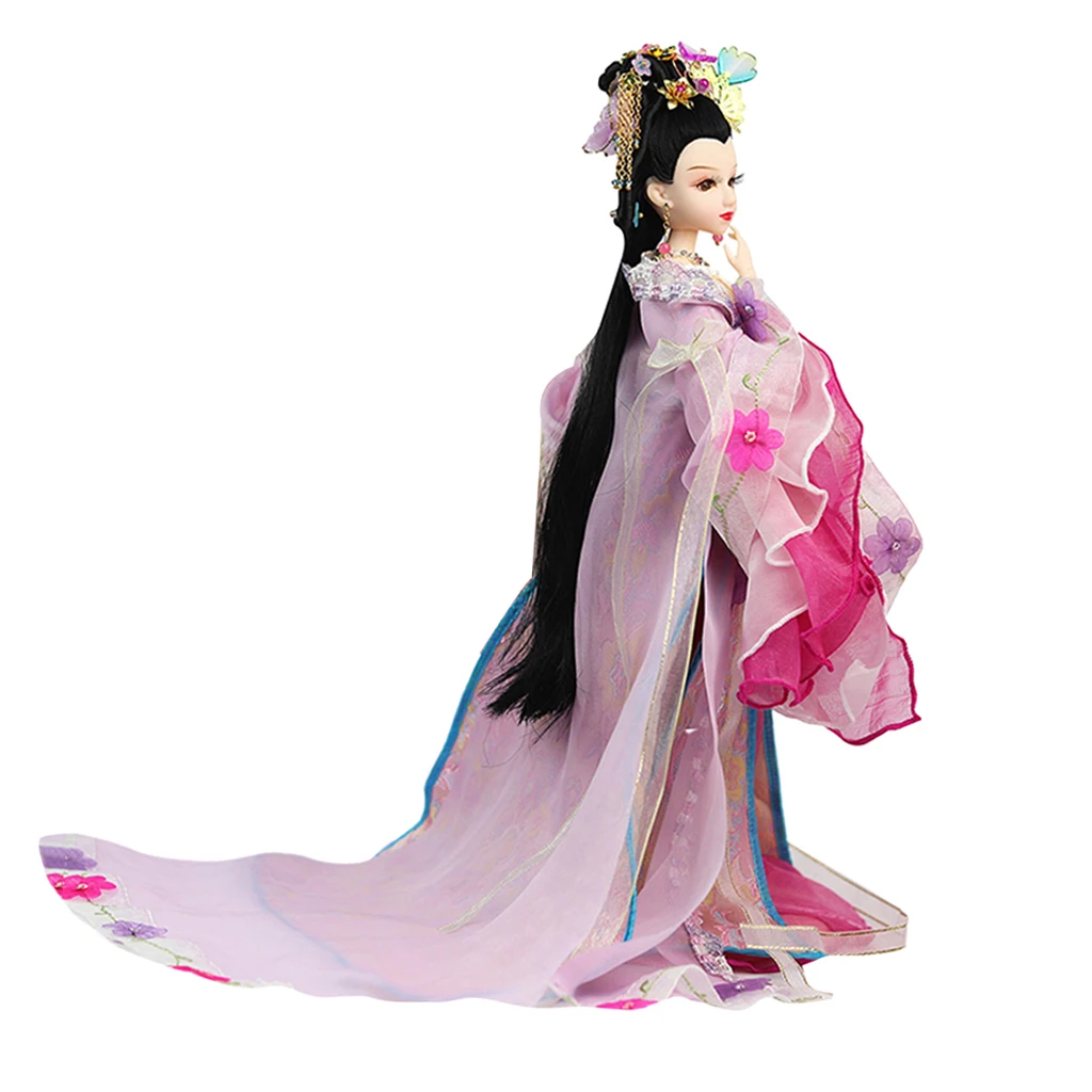 Vintage Gown Clothes Dolls Flexible Joints Vinyl Body Doll Oriental Chinese Ancient Costume Doll Kids Toys Pink