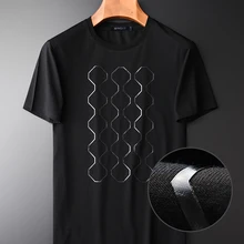 Minglu, стереоскопическая резиновая набивная Мужская футболка, новая летняя мерсеризованная хлопковая ткань, круглый воротник, тонкие модные мужские футболки размера плюс