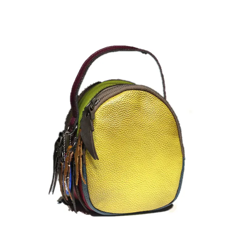 

Spring Patchwork Crossbody Bags mini for Women Vintage Shoulder Bag Small Genuine Leather Messenger Bags Random Color mini totes