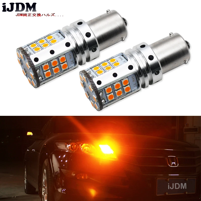 (2) No Resistor, No Hyper Flash 21W High Power Amber BAU15S 7507 PY21W 1156PY LED Bulbs For Car Front or Rear Turn Signal Lights jstop 4pcs set i40 i45 sonata veloster no error no hyper flash car front rear turn signals 12v bau15s py21w led auto turn signal