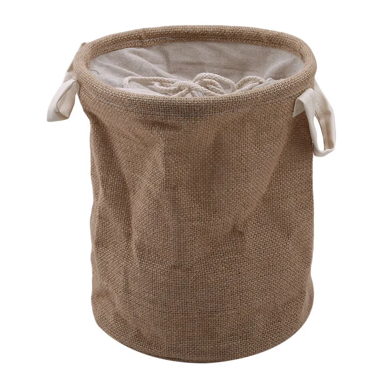 

New Yellow Small Japanese Jute Sorting Bins Laundry Baskets Dirty Clothes Folding Collapsible Storage Home Basket