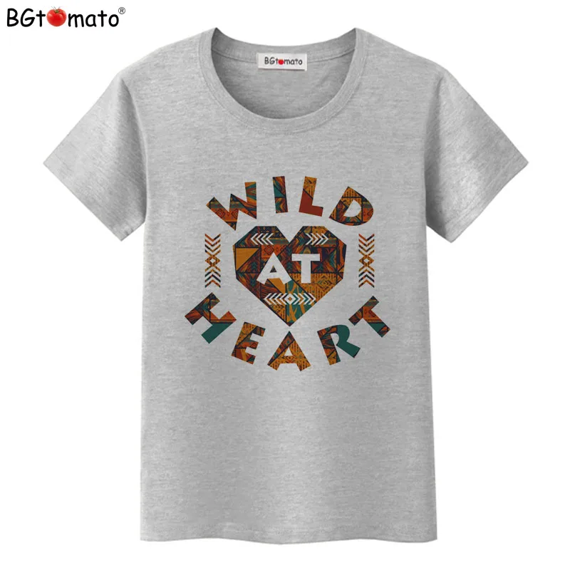 

BGtomato T shirt Wild heart funny t shirts Creative design lovely tshirt women Brand good quality casual t-shirt female
