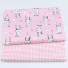 Новинка, хлопковая ткань с принтом «розовый кролик», Лоскутная Ткань для шитья «сделай сам», стеганый материал для детей и малышей