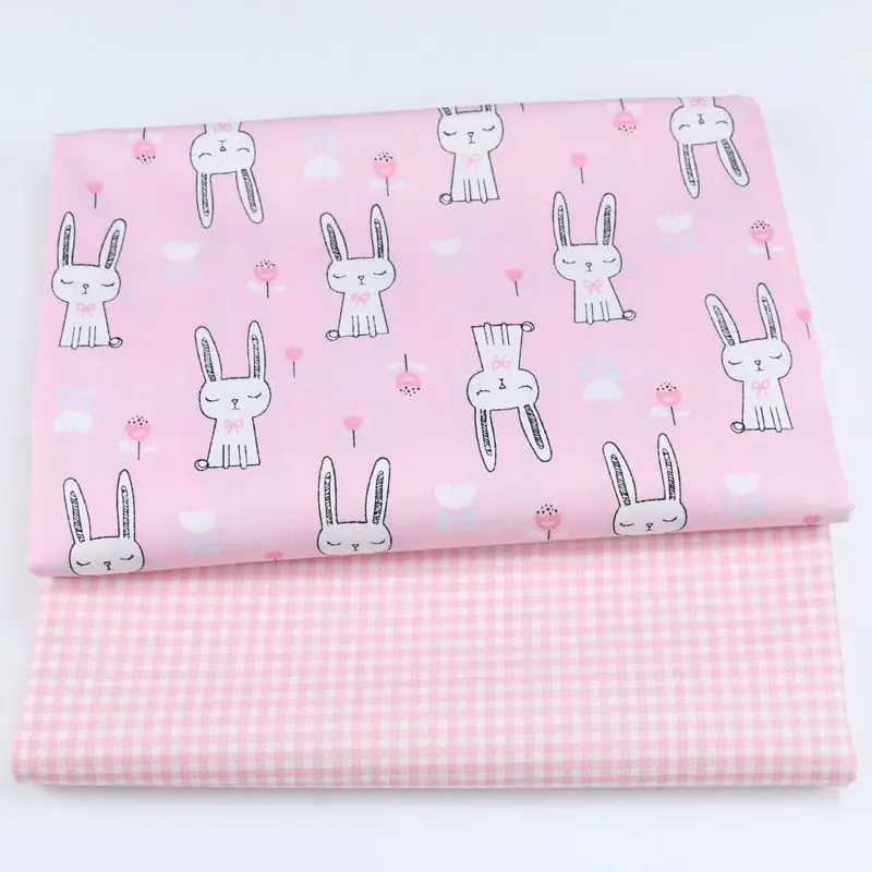 

2018 New Printed Twill Cotton Fabric Pink Rabbit Patchwork Cloth for DIY Sewing Quilting Fat Quarters Material For Baby&Child