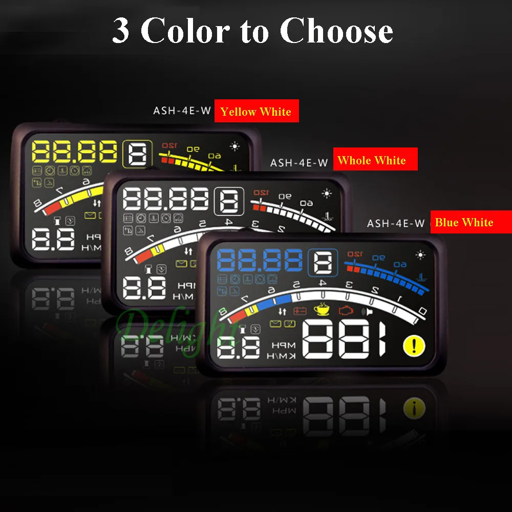 4E 5," автомобиль OBD2 II EUOBD HUD Дисплей превышение скорости Предупреждение Системы проектор лобовое стекло авто электронный Напряжение сигнализации