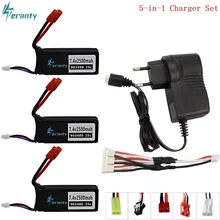 7.4v conjuntos de carregador de bateria para syma x8c x8w x8g x8 rc quadcopter peças para 12428 12423 rc peças de carro 7.4v 2500mah lipo bateria