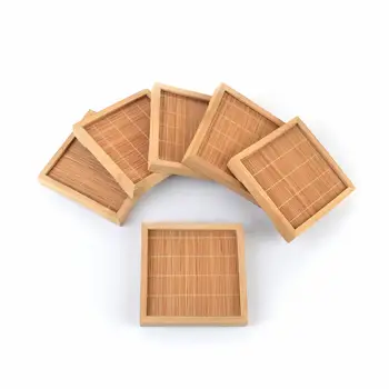 

12x Natural Bamboo Teacup Saucer Square Teacup Tray Hand Craft Mat Pad 100x100mm Gongfu Kung fu Tea Tray Serving Table