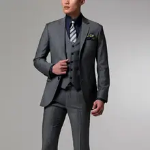 Красивый темно-серый 3 шт смокинги жениха однобортные мужские костюмы под заказ Формальные костюмы для торжественных случаев Лучшие Мужчины(куртка+ брюки+ жилет