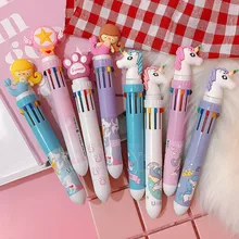 Новое поступление, разноцветные ручки в Корейском стиле, 10 цветов, милые шариковые ручки в виде животных Kawaii, школьные офисные принадлежности, смешная ручка