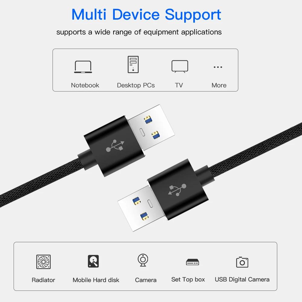 Удлинительный Кабель USB 2,0 двойной Тип к Тип для передачи данных, кабель, шнур синхронизации 5 Гбит/с супер Скорость для радиатора USB2.0 Удлинительный кабель передачи данных