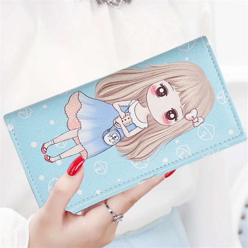 Fashion Cute Girl Wallet Cartoon Anime Print Pattern Purses Bag Long PU