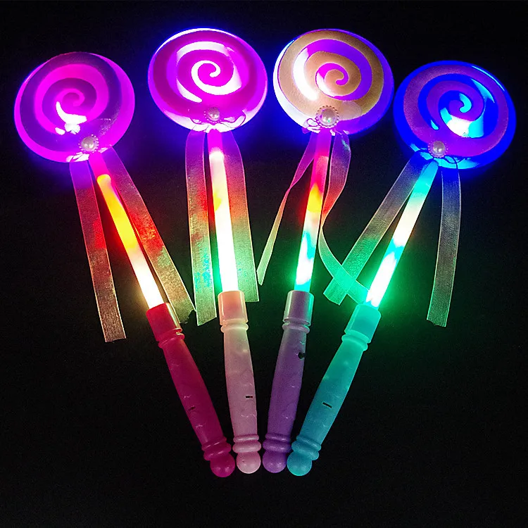 

2019 Hot Sale 33.5*9*9.5cm Plastic LED Colorful Flash Magic Wand Fairy Wand Luminous Lollipop Toy for Children Holiday Gifts
