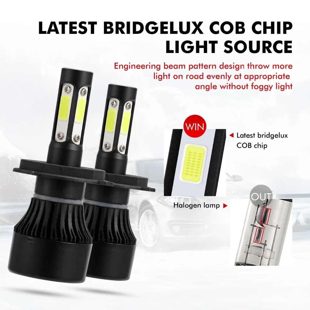 Oslamp X7 H4 Hi Lo Beam H11 H7 9005 9006 100 Вт 10000LM 4 боковых светящихся COB чипы Автомобильные