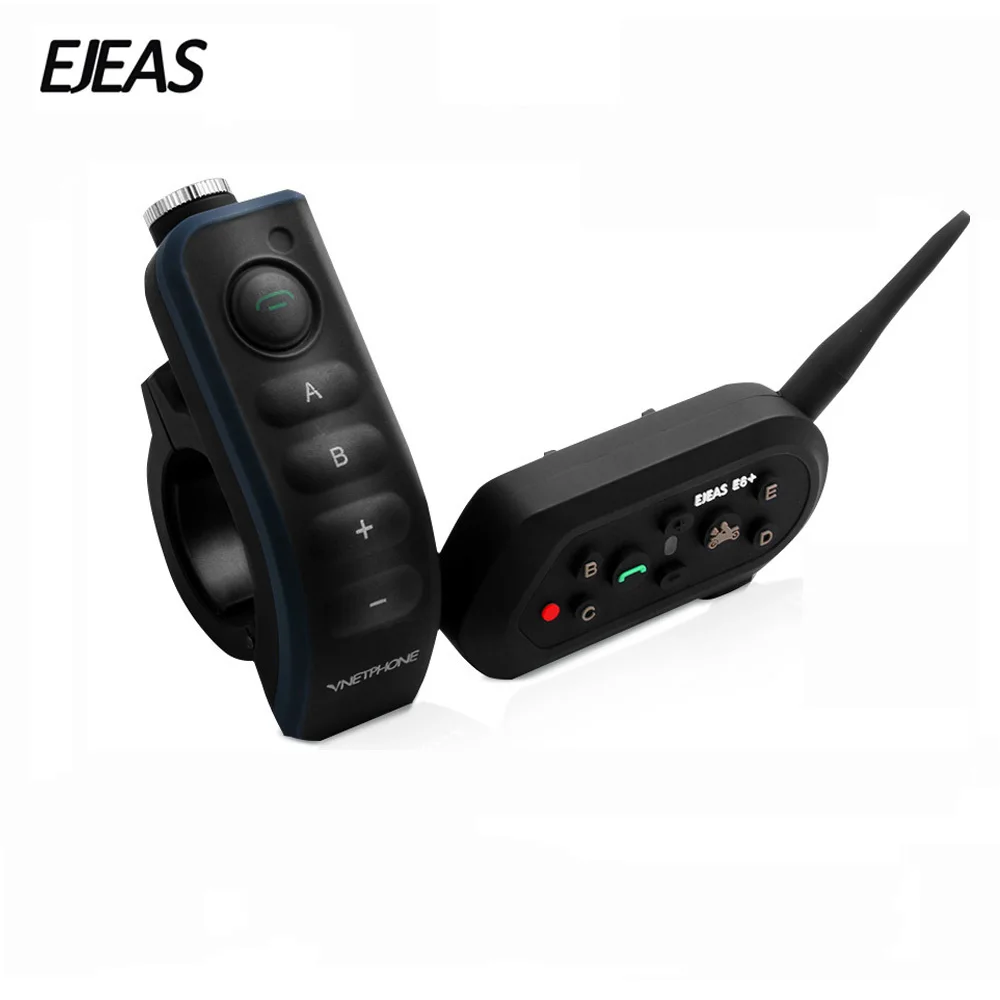 

EJEAS E6 Plus BT Motorcycle Helmet Intercom 1200M Communicator Helmet Interphone Headsets VOX with Remote Control for 6 Riders