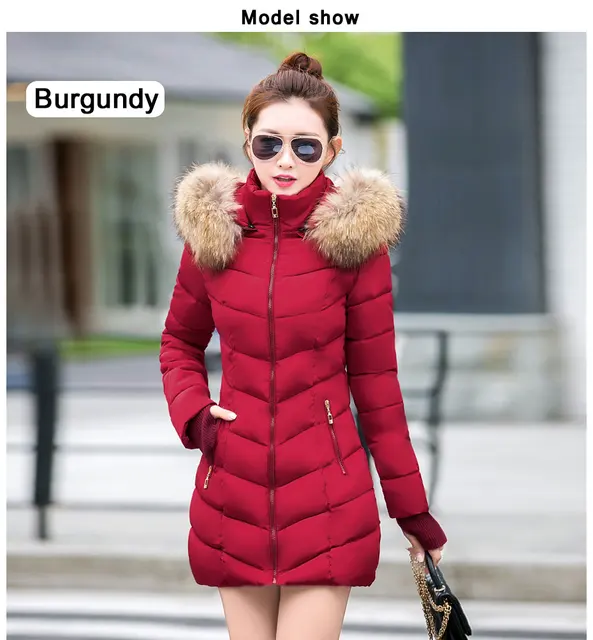womens winter jackets and coats 2018 Parkas for women 4 Colors Wadded Jackets warm Outwear With a Hood Large Faux Fur Collar -