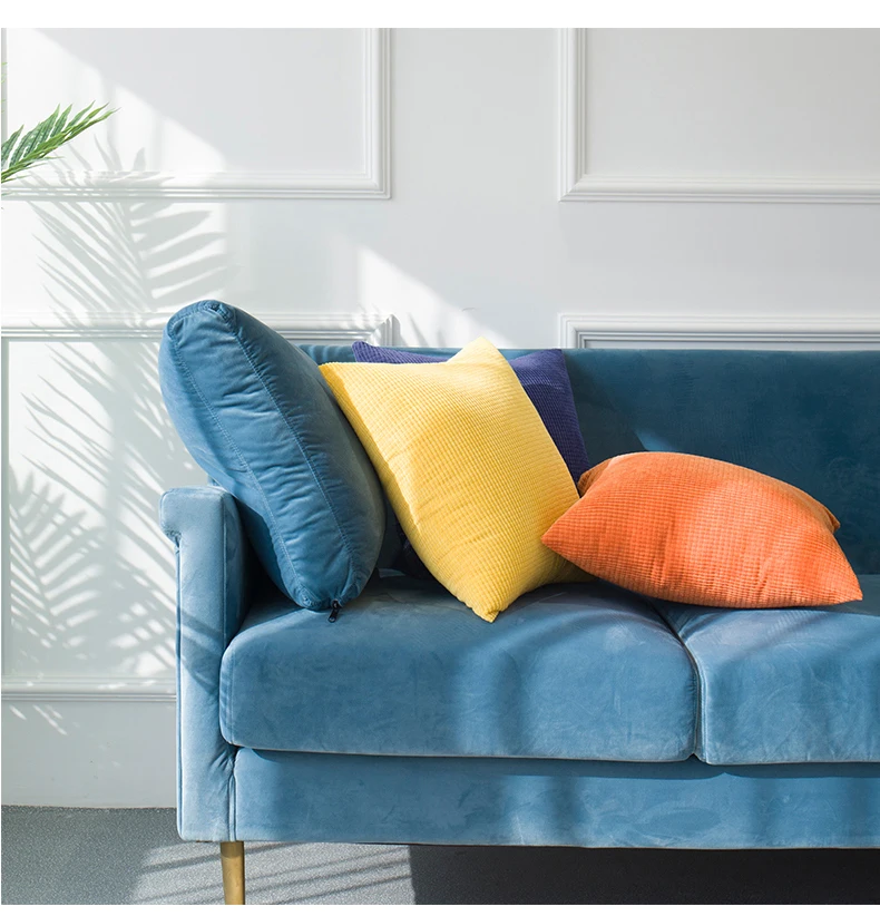Macaron Color Corduroy Pillow Case Throw Cushion Cover Vintage Pillow Covers for Sofa Home Decorative 45x45cm (4)