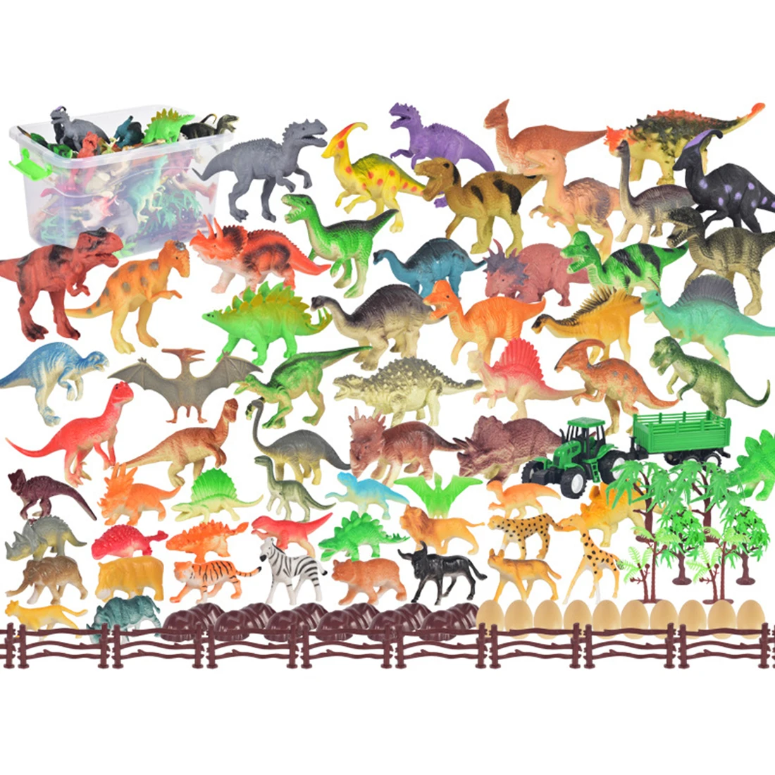 

104Pcs Dinosaur Animal Simulated Model Toy Children Early Education Cognition Playset