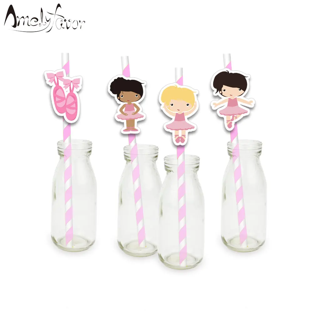 

Ballerinas Theme Party Paper Straws Cute Ballet Shoes Girls Drinking Straws Grand Event Birthday Party Decorations Supplies