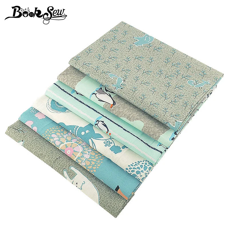 Тканевая саржевая ткань Booksew 100% хлопок дизайн с животными 6 шт./лот 40x50 см домашняя