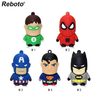 

Reboto Superhero Avenger Superman Batman Spider Man USB Flash Drive 4GB 8GB 16GB 32GB 64GB Cartoon Pen Drive Memory Stick U Disk