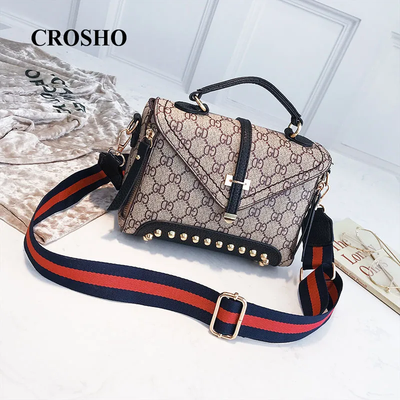 

CROSHO Stylish Wide Shoulder Strap Slant Across Small Square Bag Messenger Bags Letter