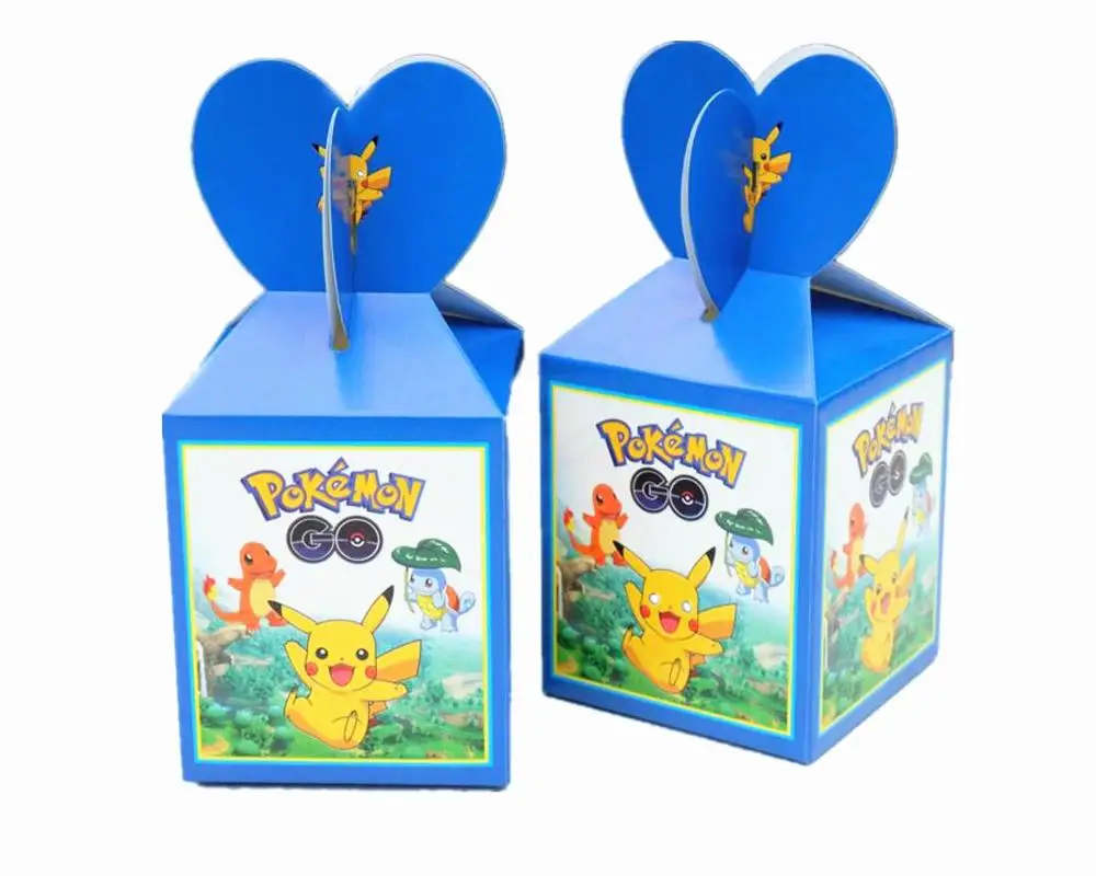 Pokemon go С Днем Рождения Детские украшения для вечеринки бумажные тарелки стаканчики флаг вечерние принадлежности Набор посуды подарок на вечеринку в честь рождения ребенка - Цвет: candy box 6pcs