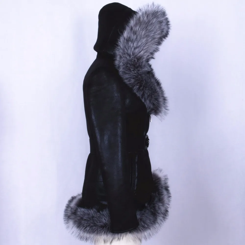 Winter Leather Jacket Women Suede fur Coats thick Artificial Fashion Slim Suede Female Models leather Faux Fox Fur Collar Coat
