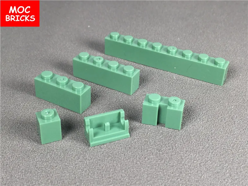 

10pcs/lot MOC Bricks Sand green bricks 1x8 Modified Bricks 1 x 3 Hinge Brick 1 x 2 Base DIY assemble building blocks kids gifts
