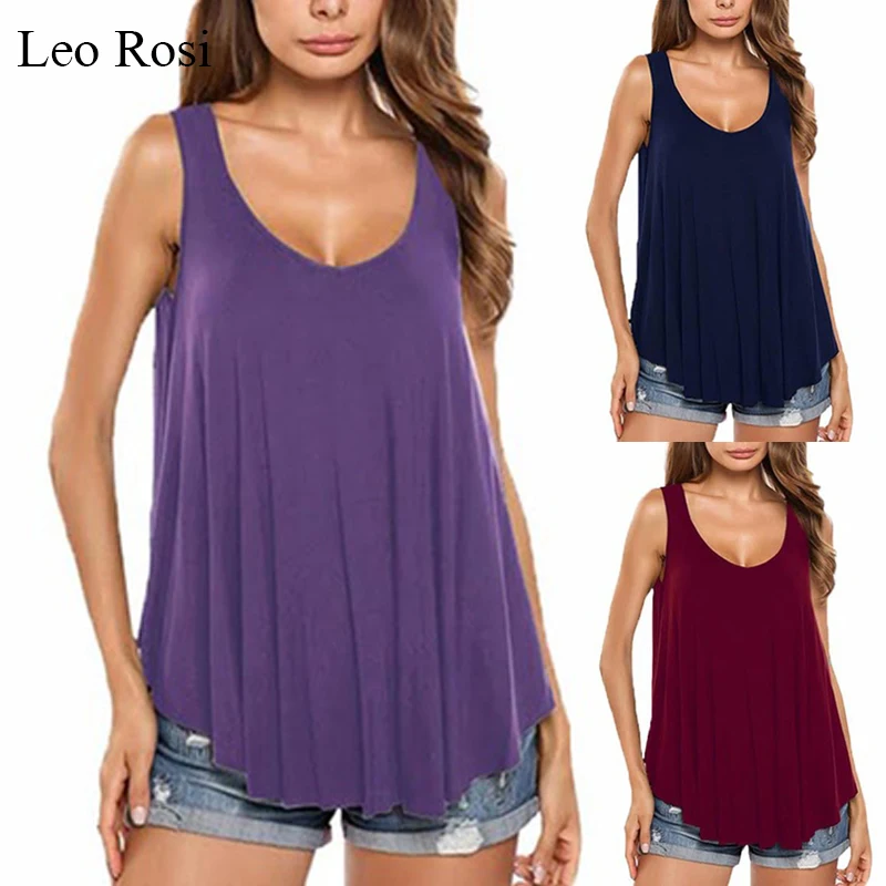 

Leo Rosi sexy v-neck button t-shirt women 2019 summer tops sleeveless t-shirt female casual solid vintage cotton t-shirt DT26