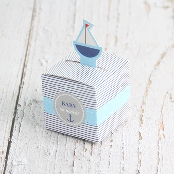 

Baby On Board Birthday Favor Boxes Candy Box Baby Shower Party Decoration Baby Favors 50pcs