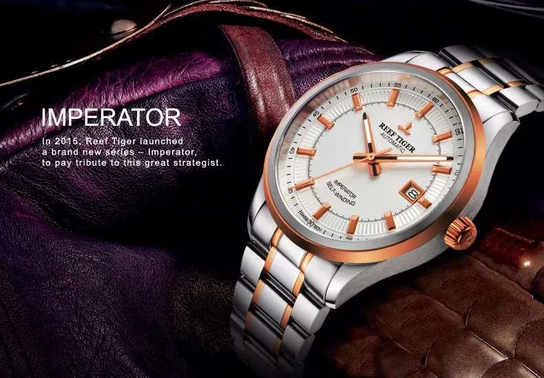 Риф Тигр/RT часы дизайнер платье для бизнеса мужские автоматические из натуральной кожи светящиеся часы с датой часы RGA8015