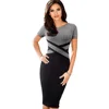 Nice-forever Vintage Elegant Contrast Color Patchwork Wear to Work vestidos Business Party Office Women Bodycon Dress B463 ► Photo 2/6