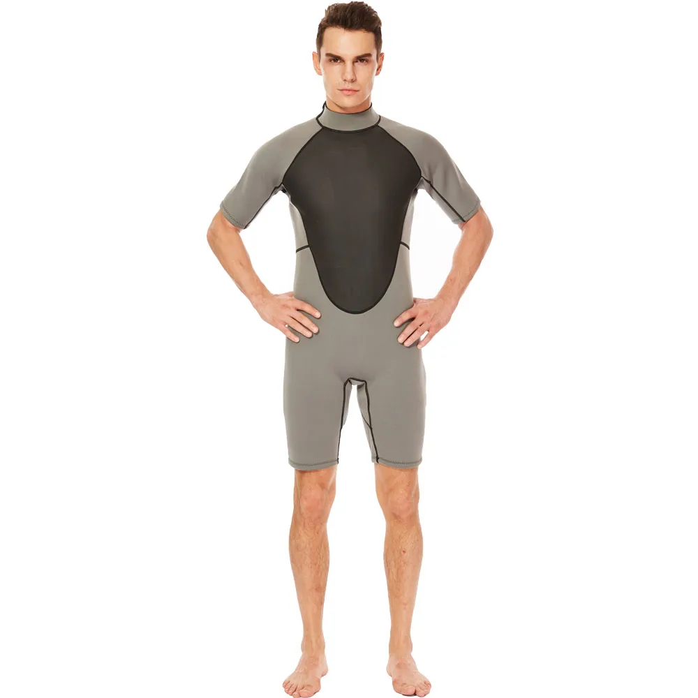 

REALON Men Wetsuit Shorty 3mm Neoprene Winter Jumpsuit for Boys Scuba Diving Suit Back Zip in Swimming Surfing Snorkeling